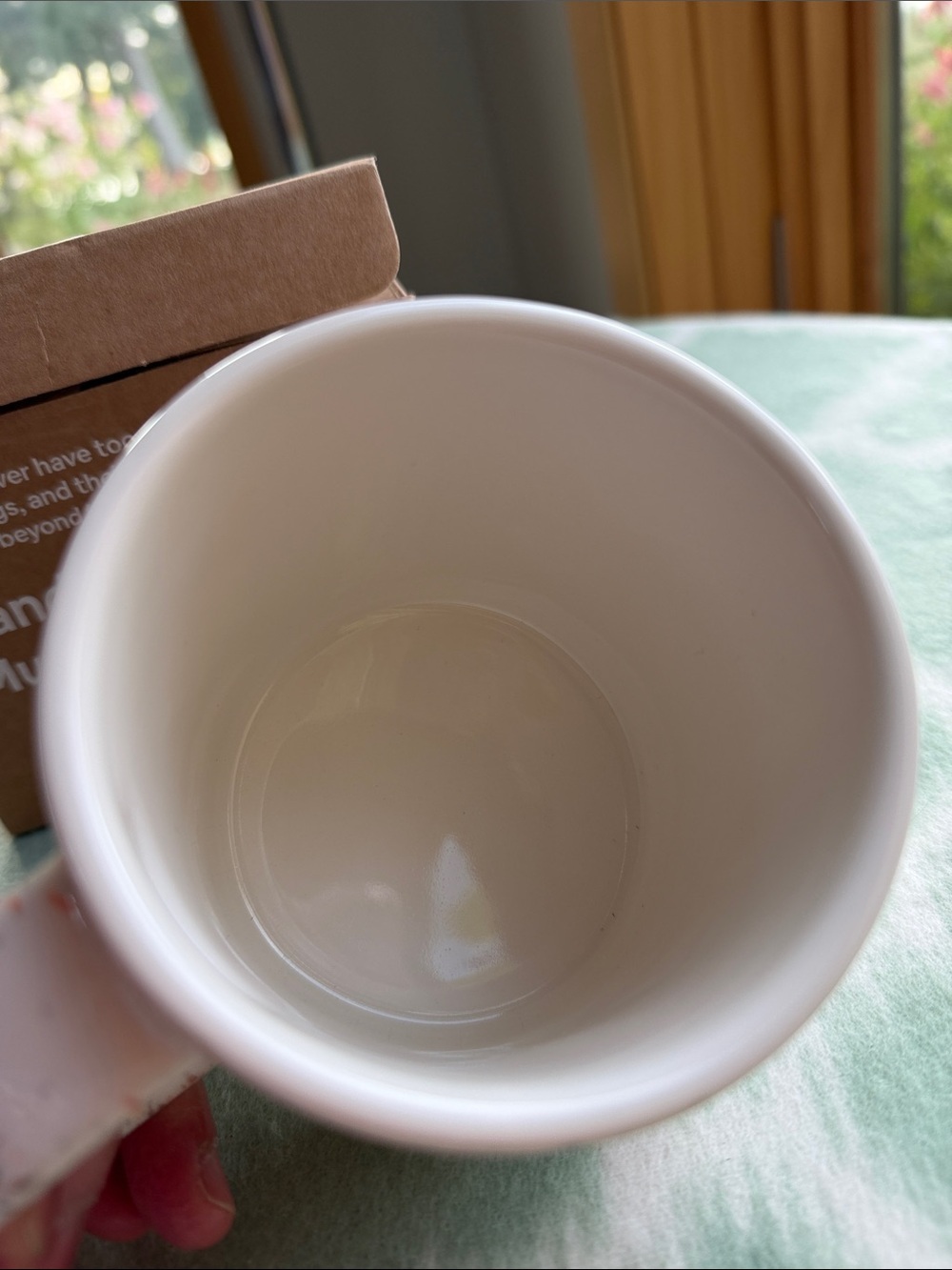 NEW Hand painted Speckled Ceramic Mug in White with Green & Coral Flecks - Picture 6 of 8